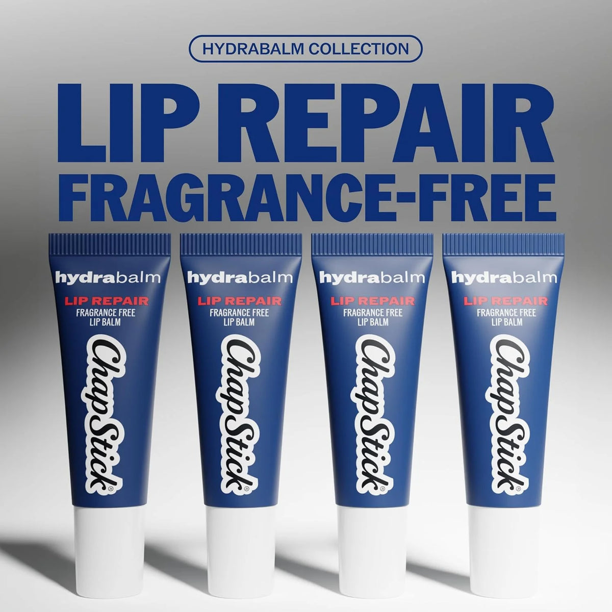 ChapStick HydraBalm Fragrance Free Lip Balm Tubes, 24 Hour Moisture, 4-Pack