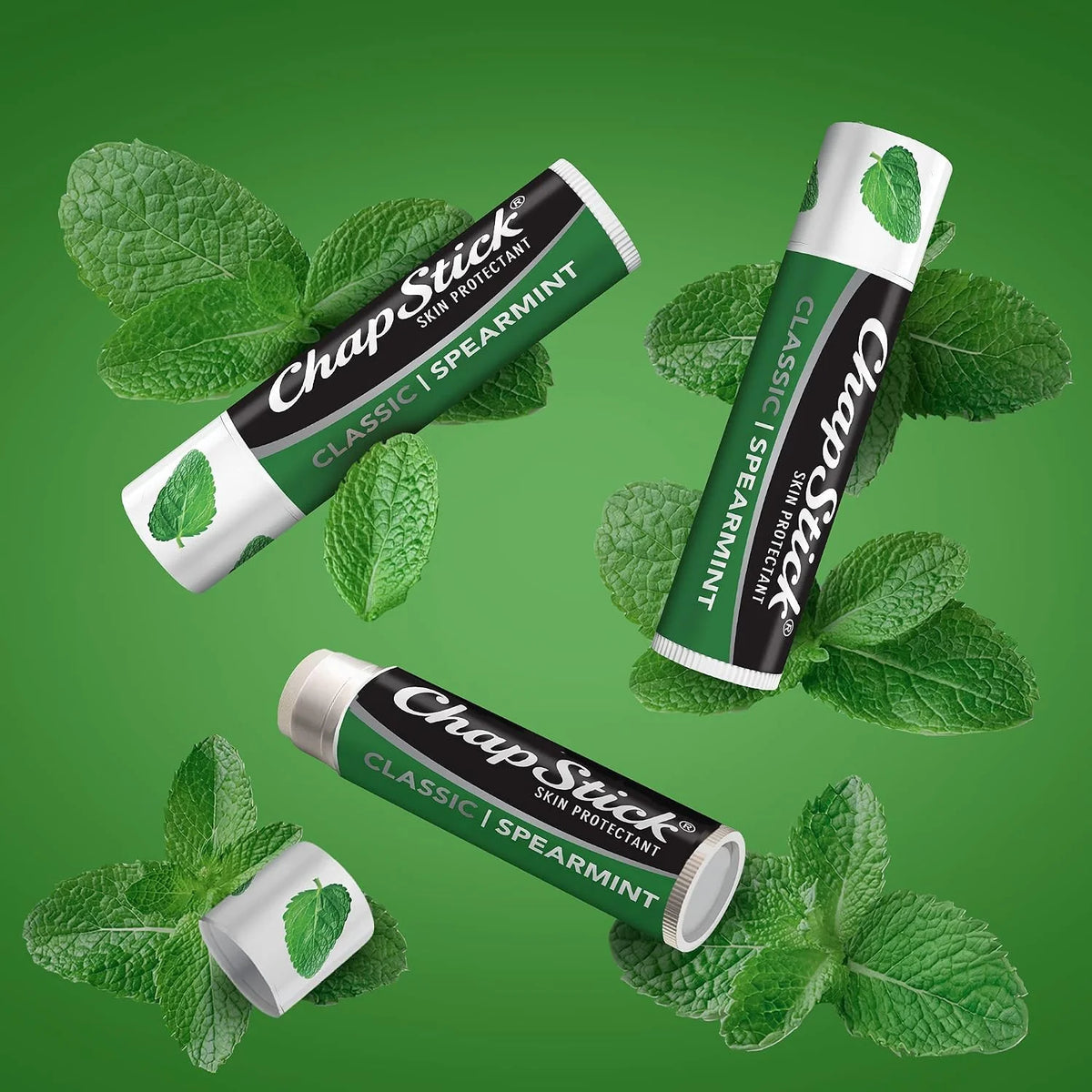 ChapStick Classic Spearmint Lip Balm Tube, Spearmint ChapStick for Lip Care - 0.15 Oz (Pack of 5)