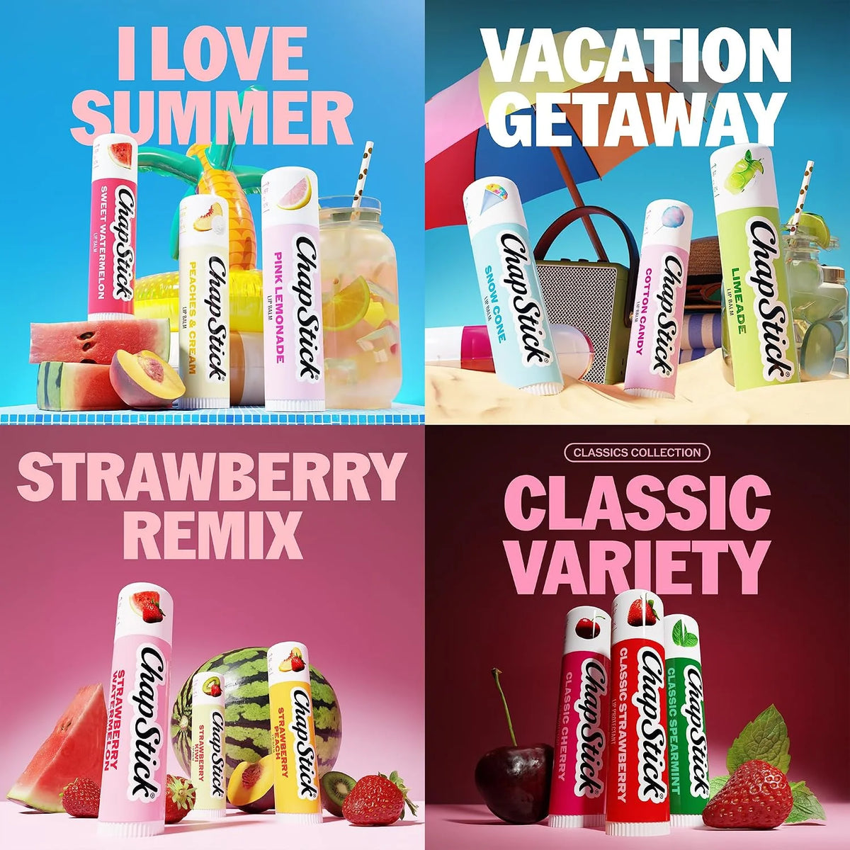 ChapStick Flavored Lip Balm 3-Packs (4 Sets, 12 Sticks Total), 0.15 Oz Ea