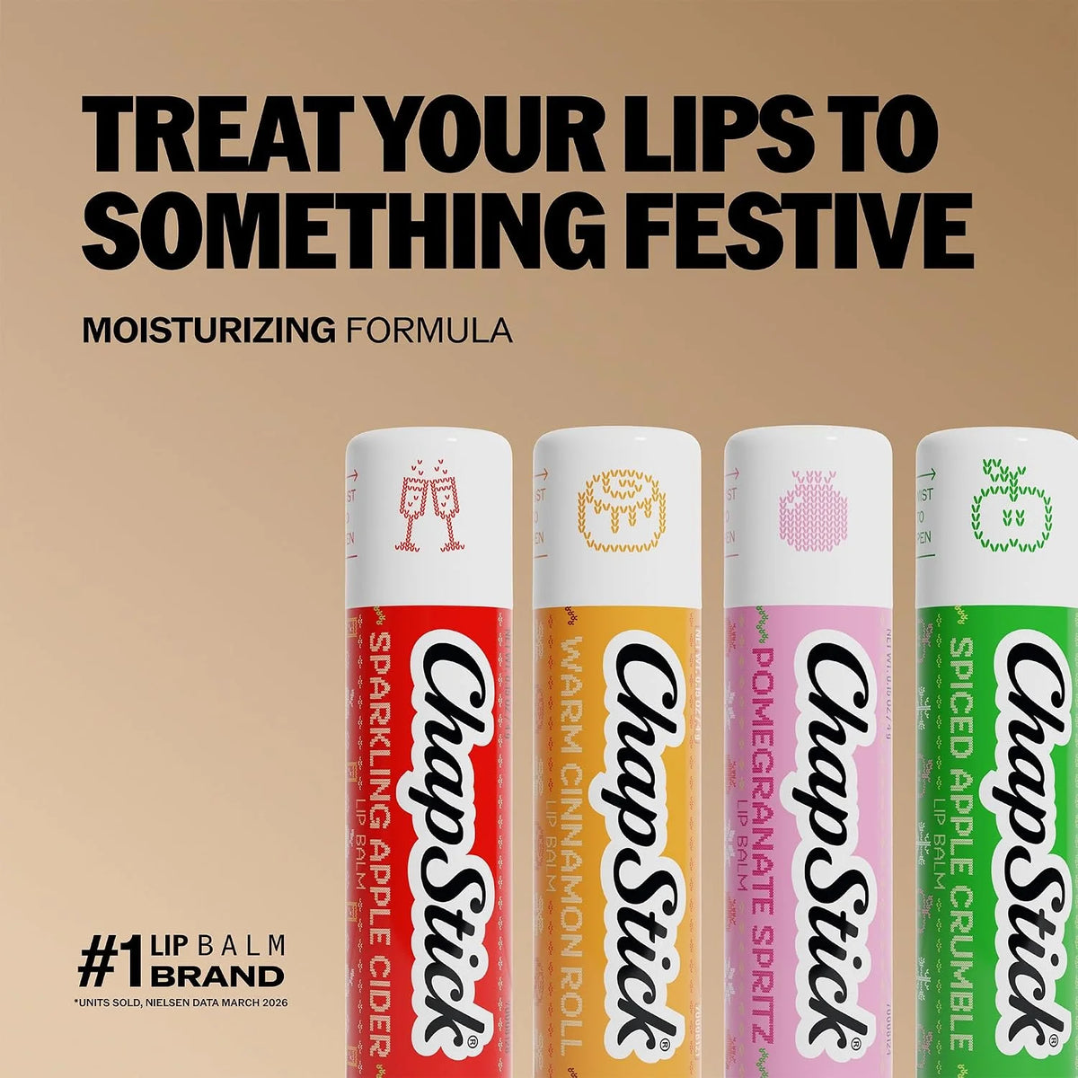 ChapStick Lip Balm, Holiday Variety Packs (8 Sticks) – Sips & Snuggles + Toasty Treats Flavored Lip Moisturizers, Stocking Stuffers, Gifts, Christmas Ornaments, 0.15 Oz Ea
