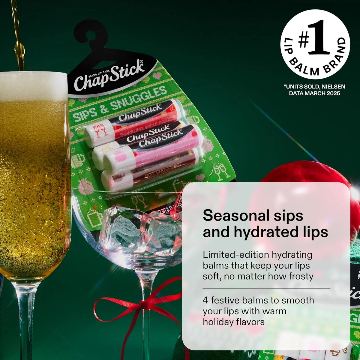 ChapStick Sips & Snuggles Holiday Flavored Lip Balm Gift Set, 4-Pack