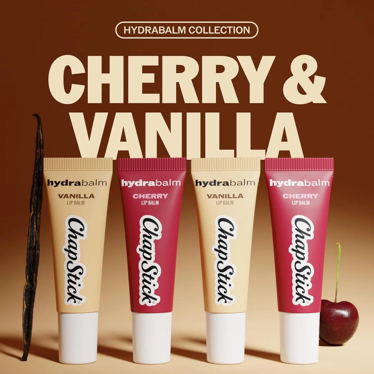 ChapStick HydraBalm Cherry & Vanilla Flavored Lip Balm Tubes, 4-Pack