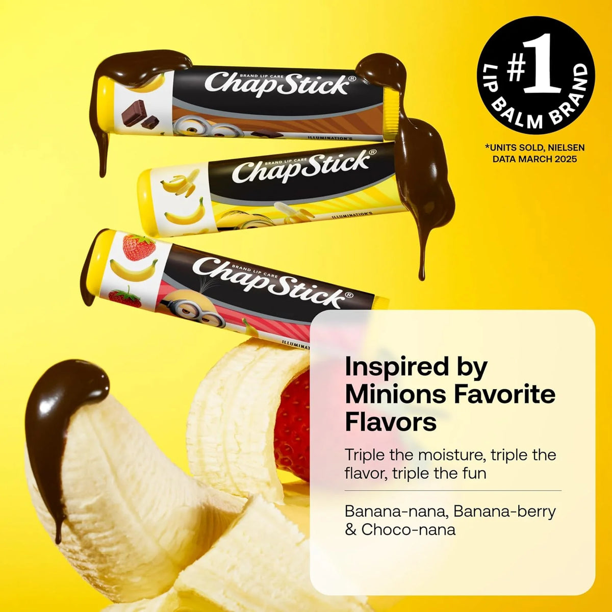 ChapStick Lip Balm Sets, Minions Banana-Nana + Variety Banana Pack (6 Sticks), Party Favors for Kids, 0.15 Oz Ea