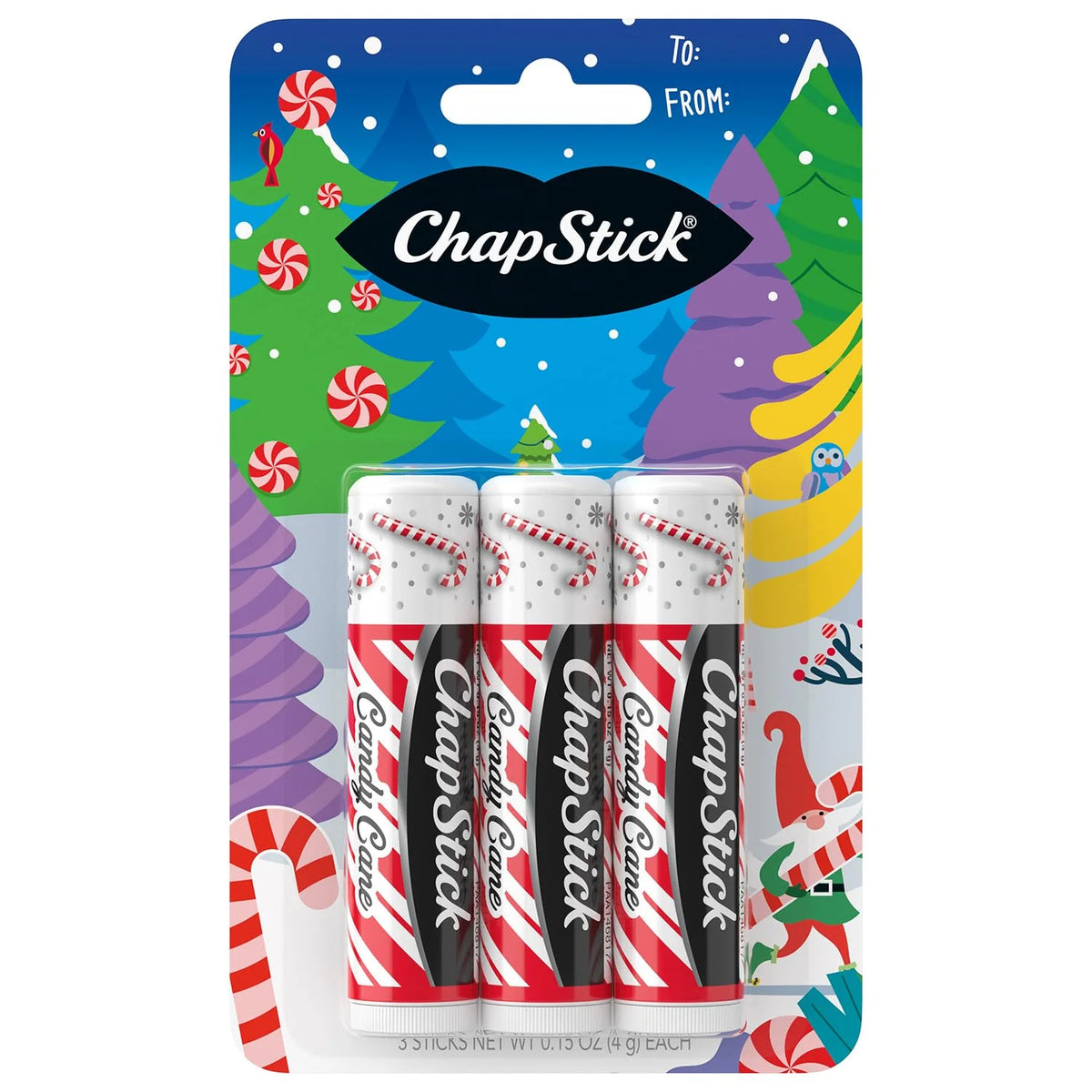 ChapStick Lip Balm, Candy Cane 3-Pack, 0.15 Oz Ea