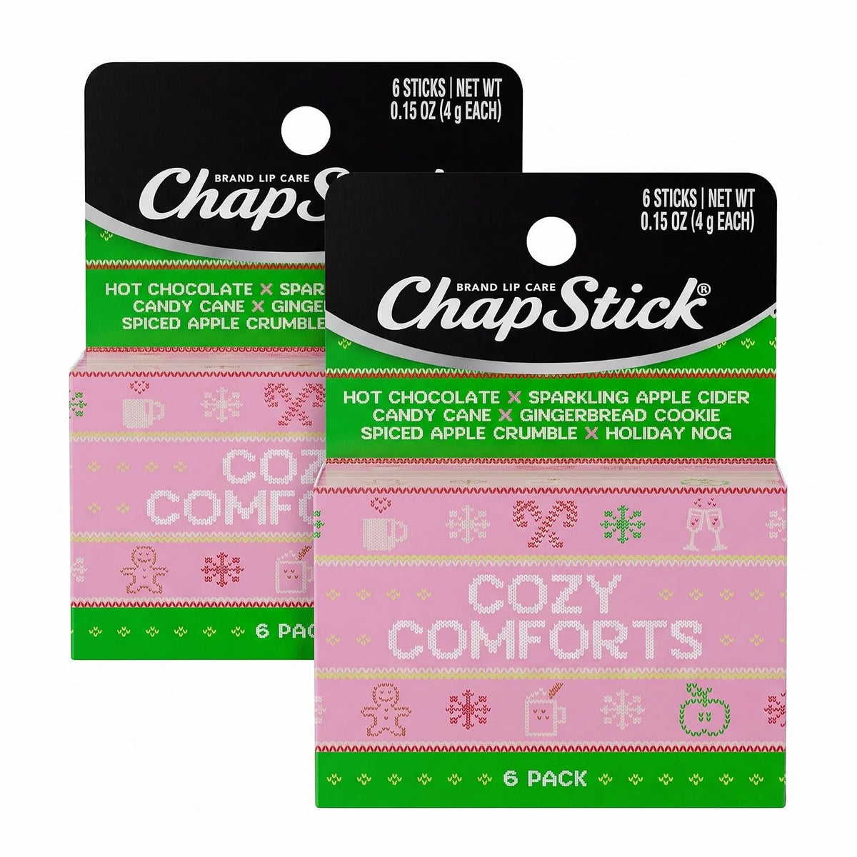ChapStick Stocking Stuffers Cozy Comforts Lip Balm Holiday Gift Set, Moisturizing Daily Lip Care For Dry, Chapped Lips, Soothing Hydration, Limited Edition Cozy Flavors, 12 Pack Variety, 0.15 OZ EA