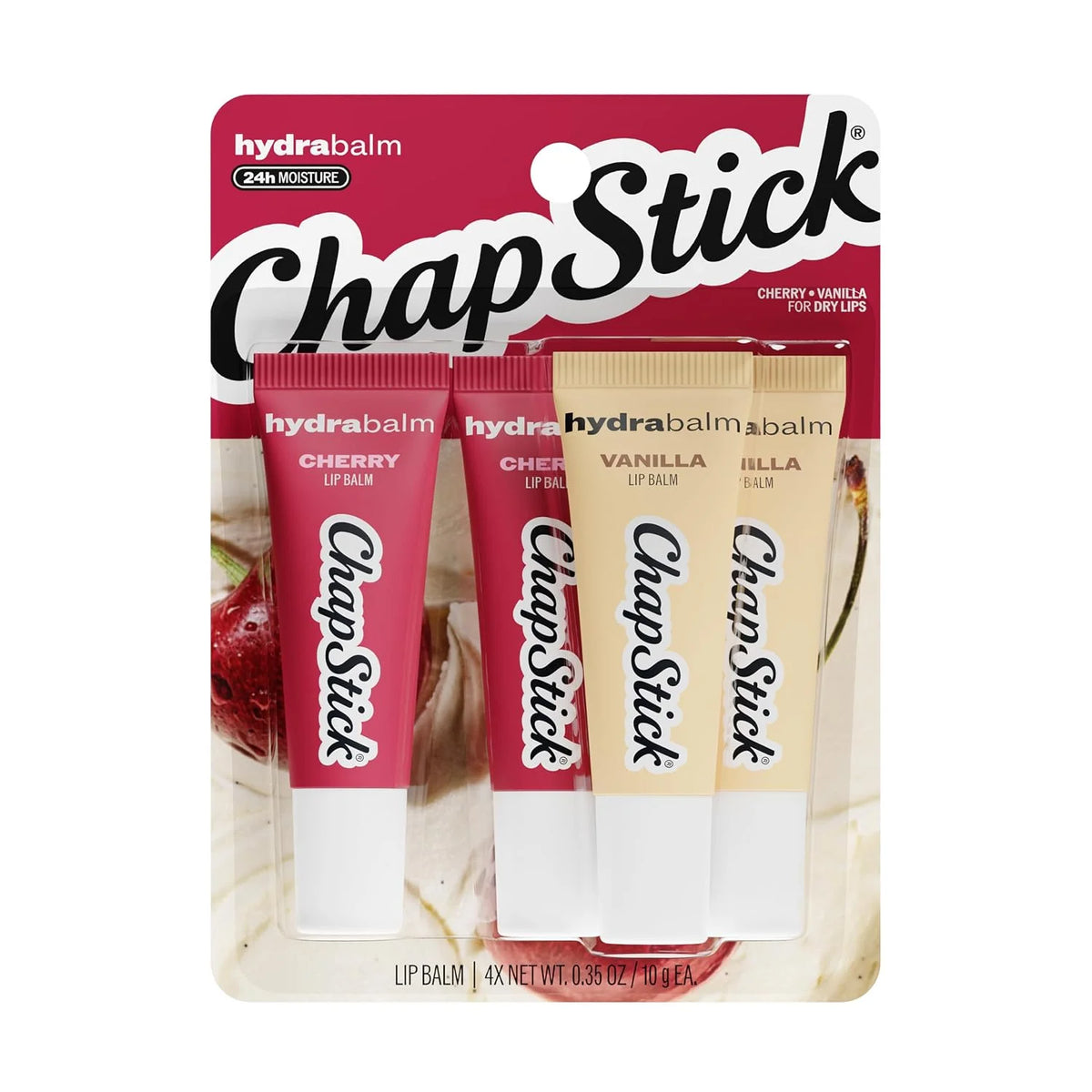 ChapStick HydraBalm Cherry & Vanilla Flavored Lip Balm Tubes, 4-Pack