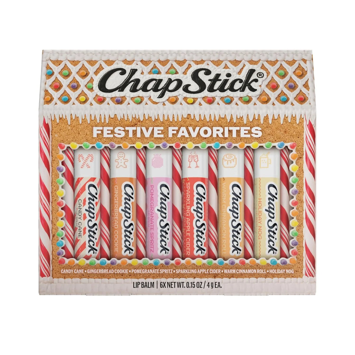 ChapStick Festive Favorites Holiday Flavored Lip Balm Gift Set, 6-Pack