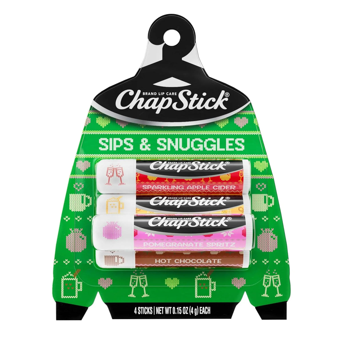 ChapStick Sips & Snuggles Holiday Flavored Lip Balm Gift Set, 4-Pack
