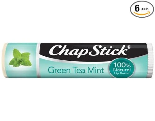 ChapStick 100% Natural Lip Butter, Green Tea Mint, 0.15 oz (Pack of 6)