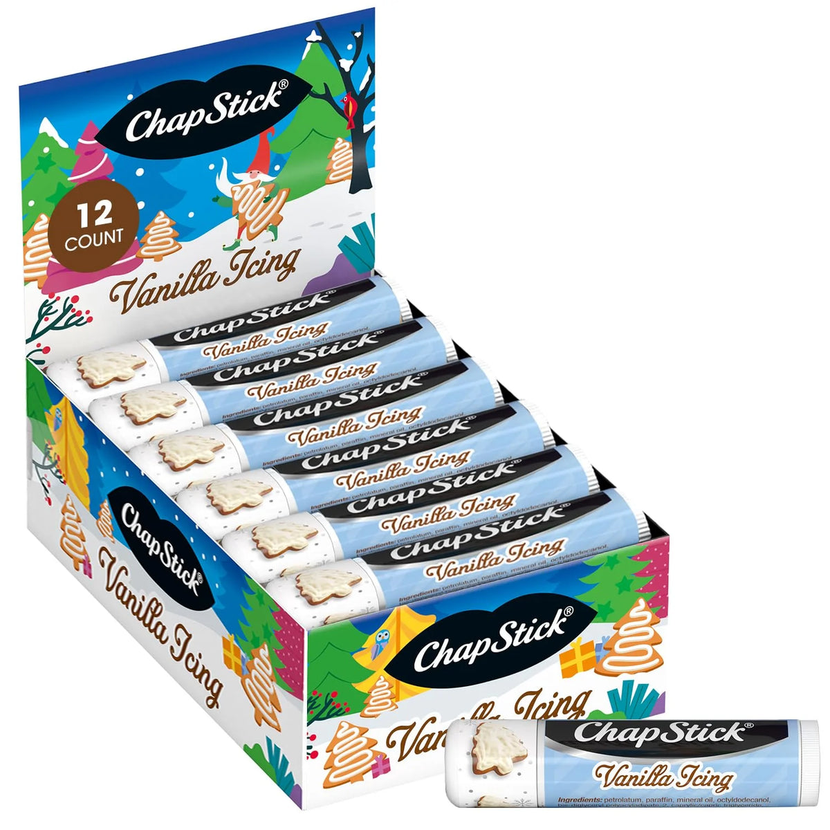 ChapStick Lip Balm, Vanilla Icing, Variety 12-Pack – Moisturizing Care, 0.15 Oz Each