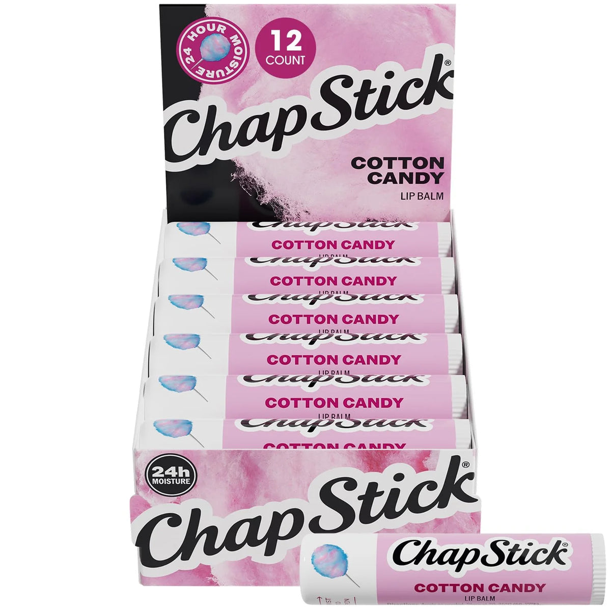 ChapStick Cotton Candy Lip Balm, Bulk 12-Pack