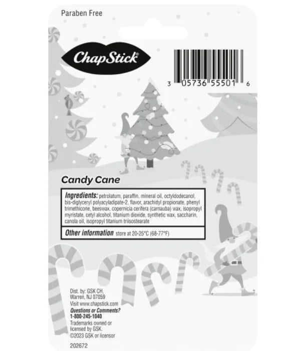 ChapStick Bulk Lip Balm Candy Cane, Lip Care Tubes, 0.45 oz, 216 ct case