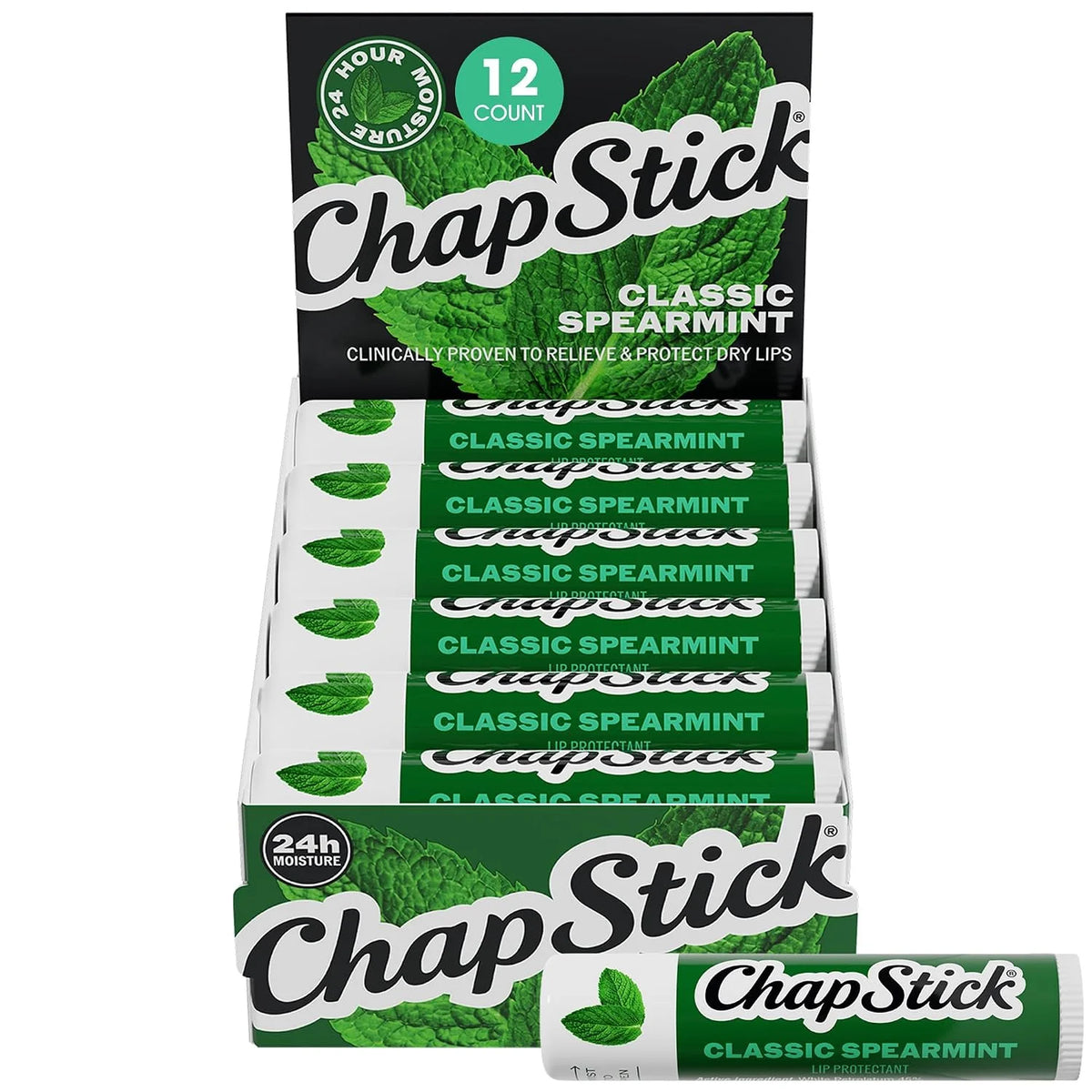 ChapStick Classic Spearmint Lip Balm, Bulk 12-Pack