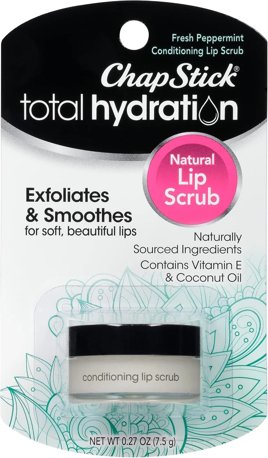 ChapStick Total Hydration Conditioning Lip Scrub Fresh Peppermint, Lip Exfoliator - 0.27 Oz