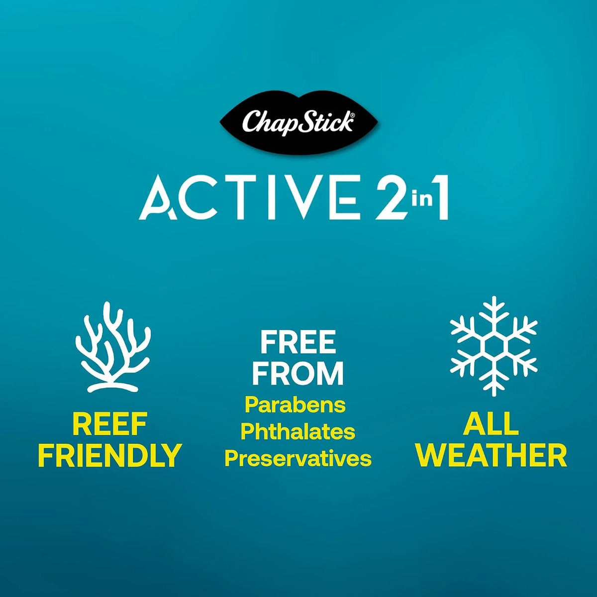 ChapStick Active 2-in-1 Unscented Flavored Lip Balm Tubes with Mineral Based SPF 25 Sunscreen - 0.18 Oz (Pack of 3)