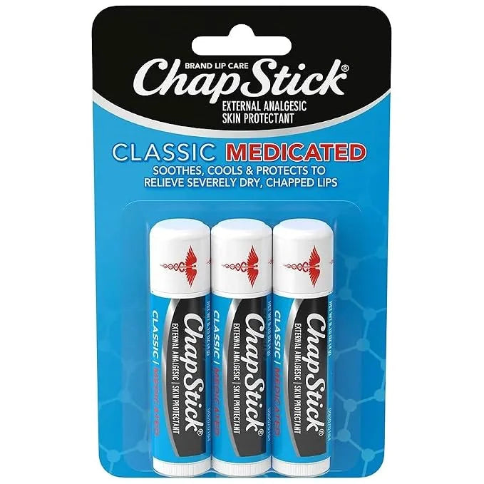 ChapStick Classic Medicated Lip Balm & Skin Protectant (3 Pack)