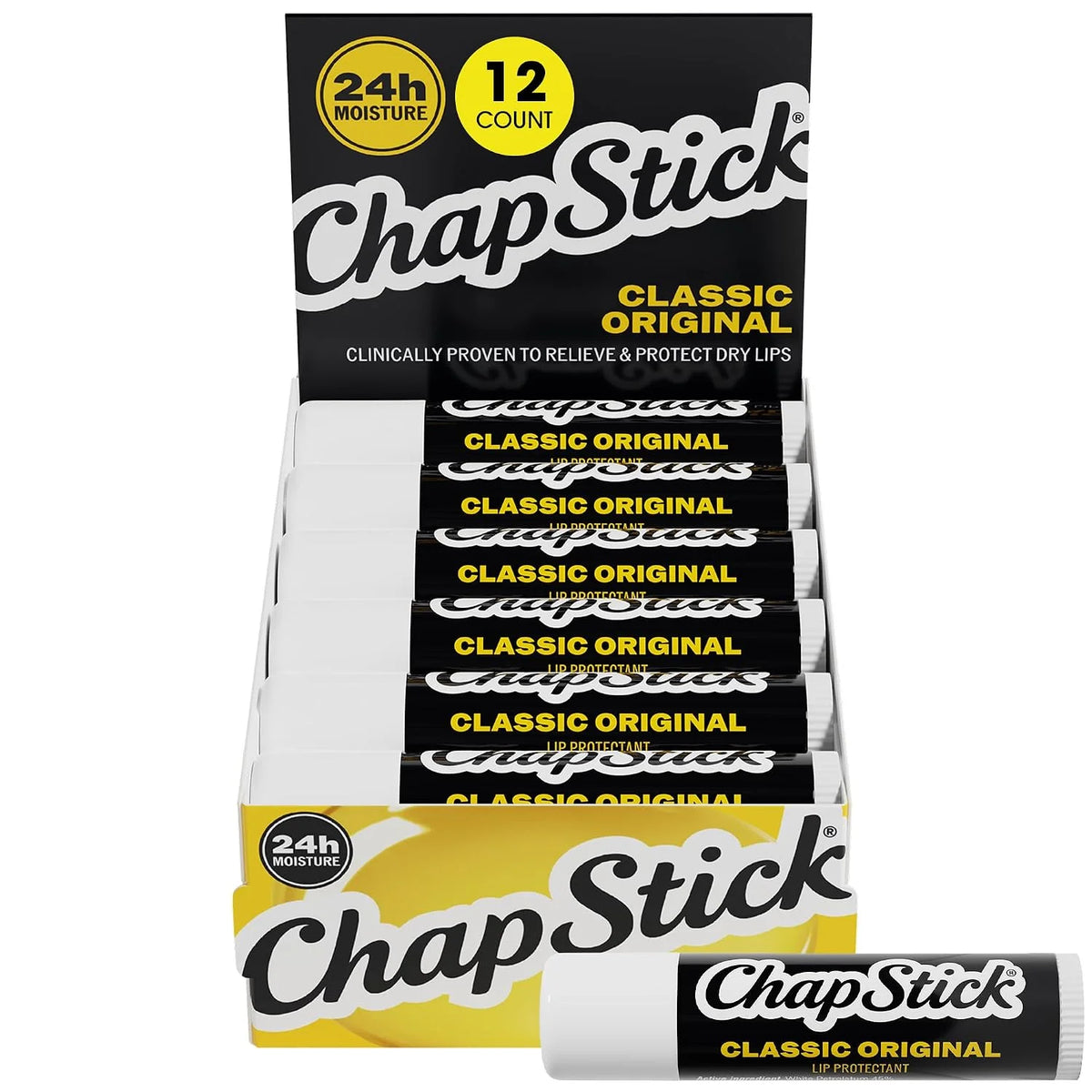 ChapStick Classic Original Lip Balm, Bulk 12-Pack