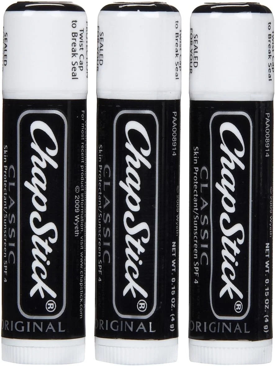 ChapStick Classic, Skin Protectant Flavored Lip Balm Tube, 3 Count (Pack of 1)