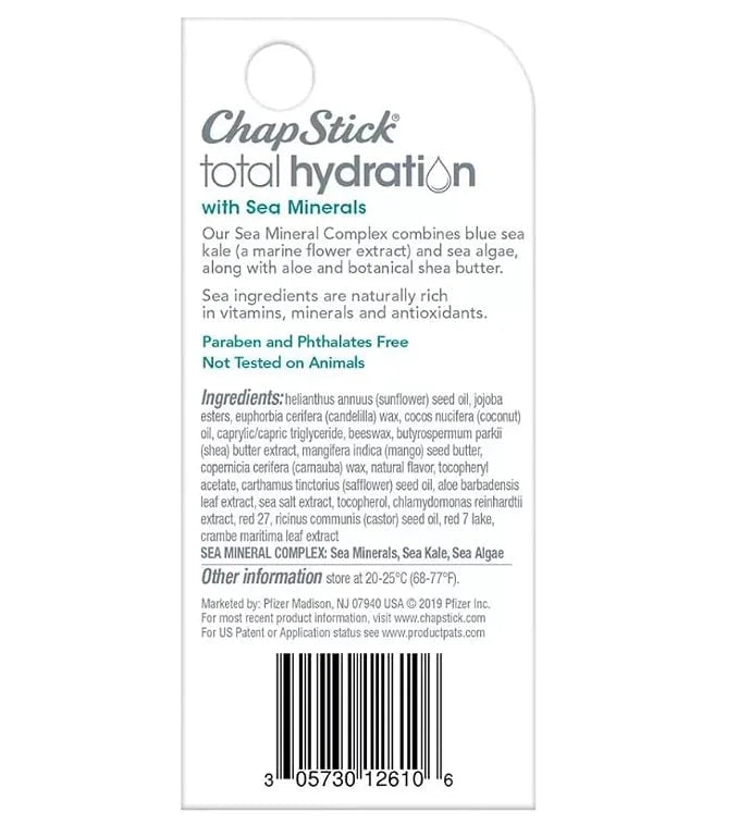 Chapstick Total Hydration Sea Minerals Lip Balm - 0.12oz (Sheer Glow)