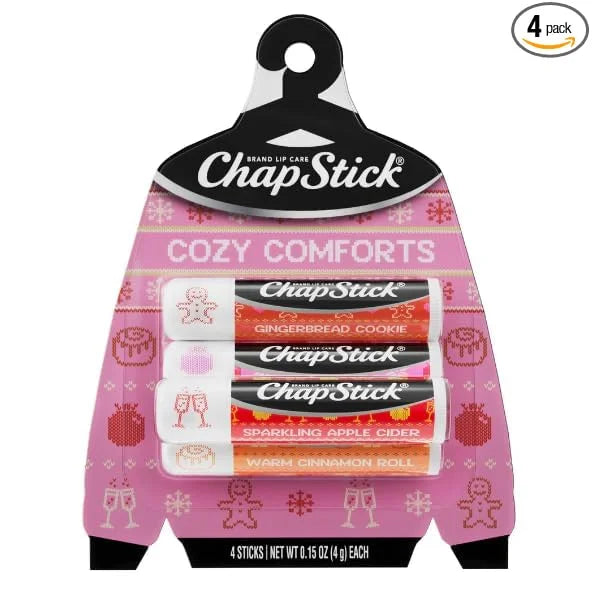 ChapStick Cozy Comforts Lip Balm Holiday Gift Set, 4 Pack Variety