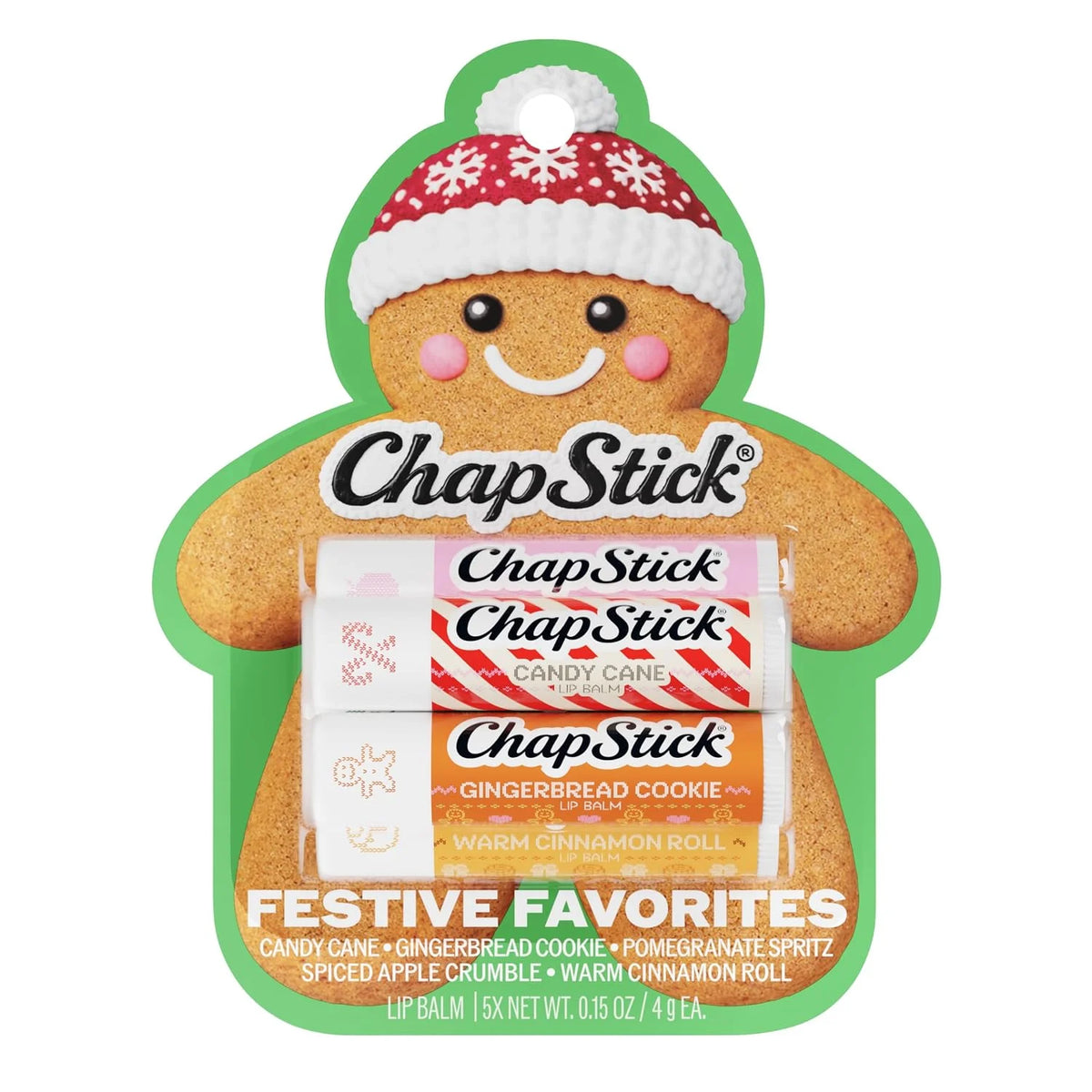 ChapStick Festive Favorites Holiday Flavored Lip Balm Gift Set, 5-Pack
