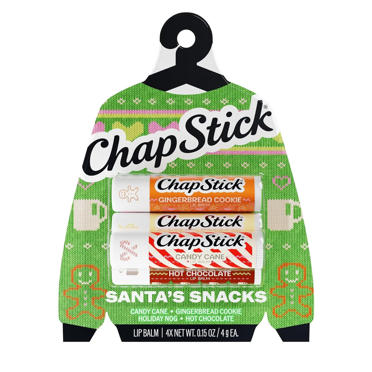 ChapStick Santa's Snacks Holiday Flavored Lip Balm Variety Gift Set, 4-Pack