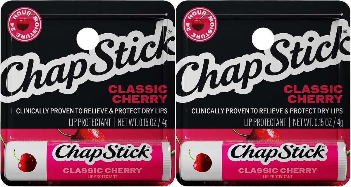 ChapStick Classic Cherry Hydrating Lip Balm 2-Pack, 0.15 Oz Ea