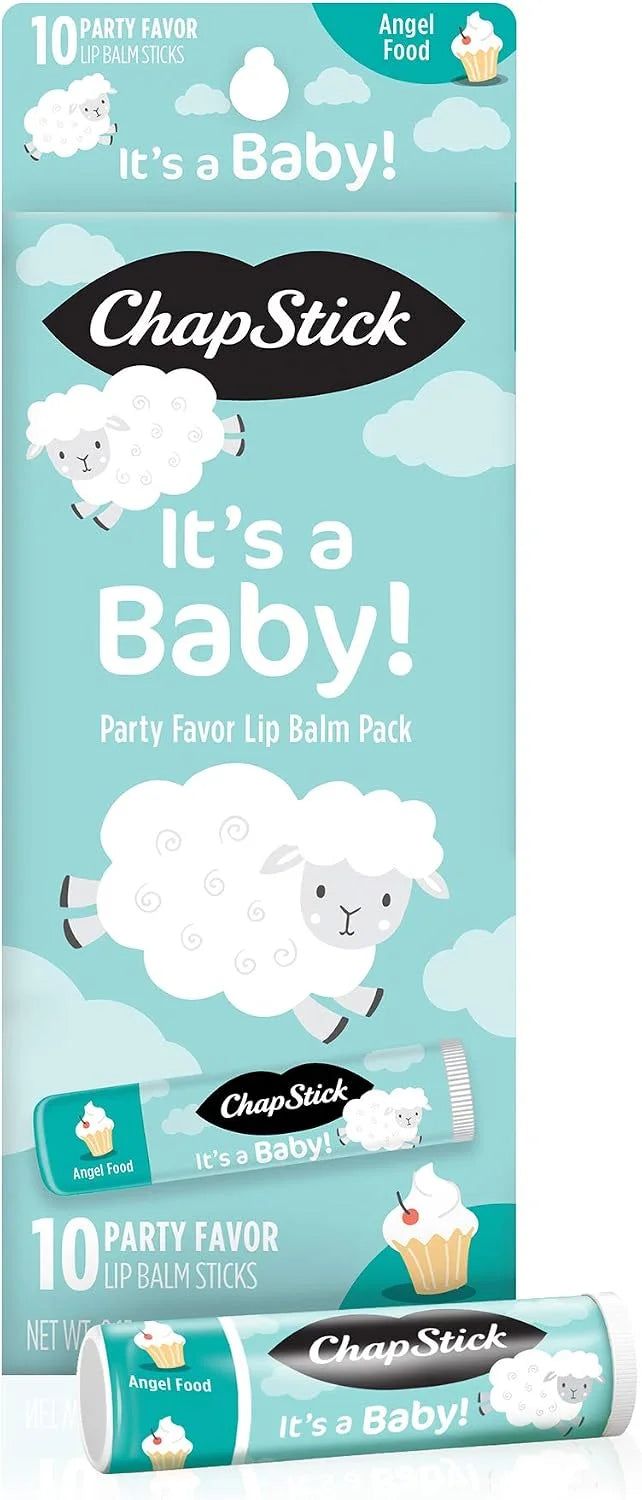 Chapstick Party Favor Lip Balm Gift Pack It's a Baby 10 sticks 0.15 oz each, Cream White