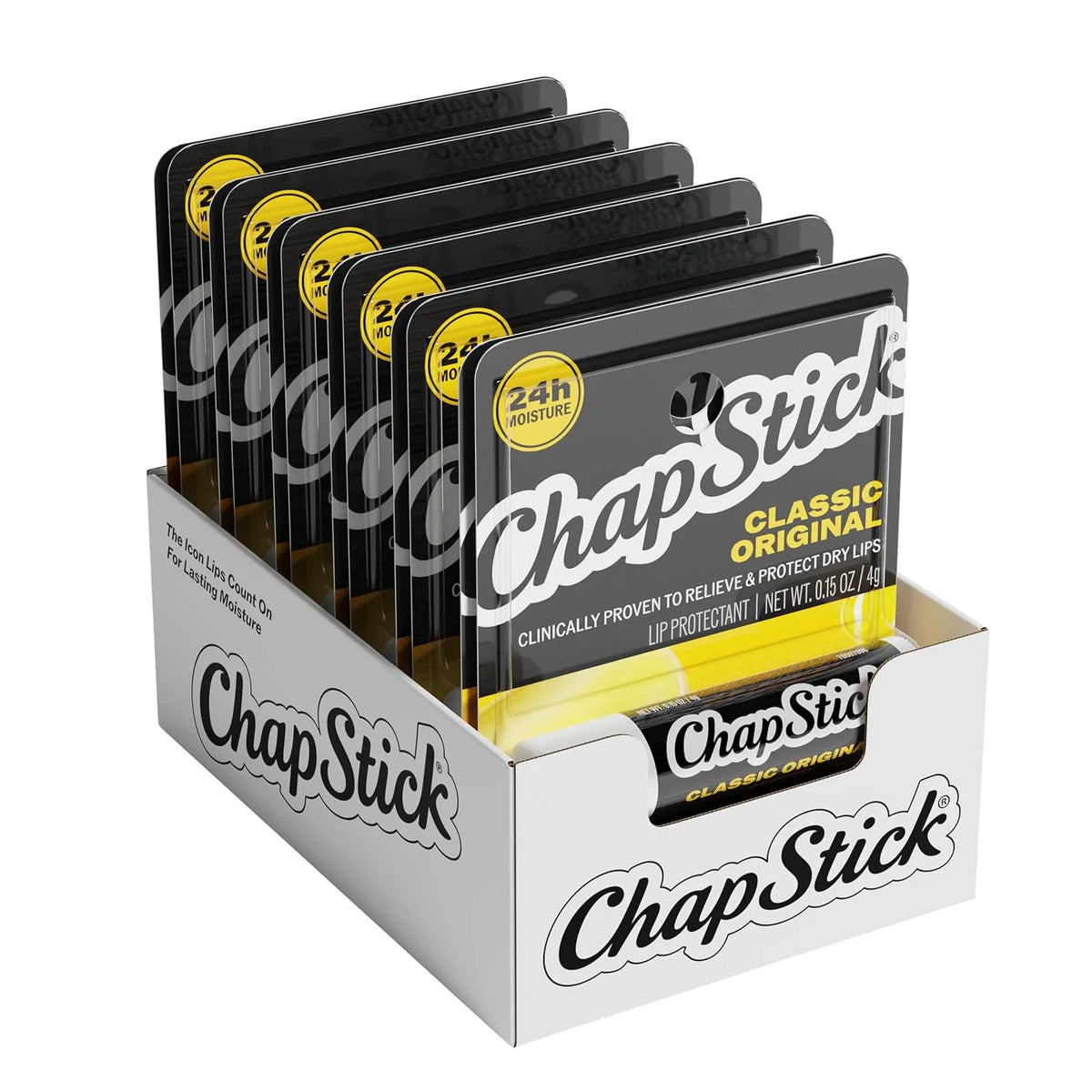 ChapStick Classic Original Lip Balm Sticks with 24 Hour Moisture, 12-Pack