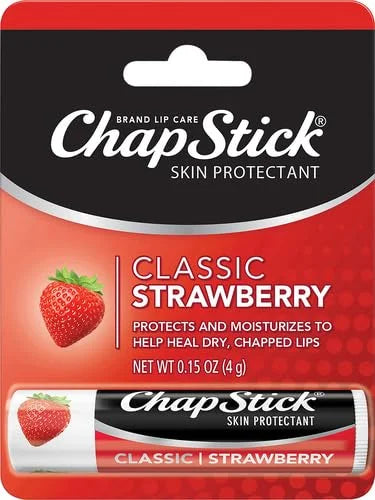 ChapStick Classic Strawberry Lip Balm Tube, Lip Care and Lip Moisturizer - 0.15 Oz (Pack of 2)