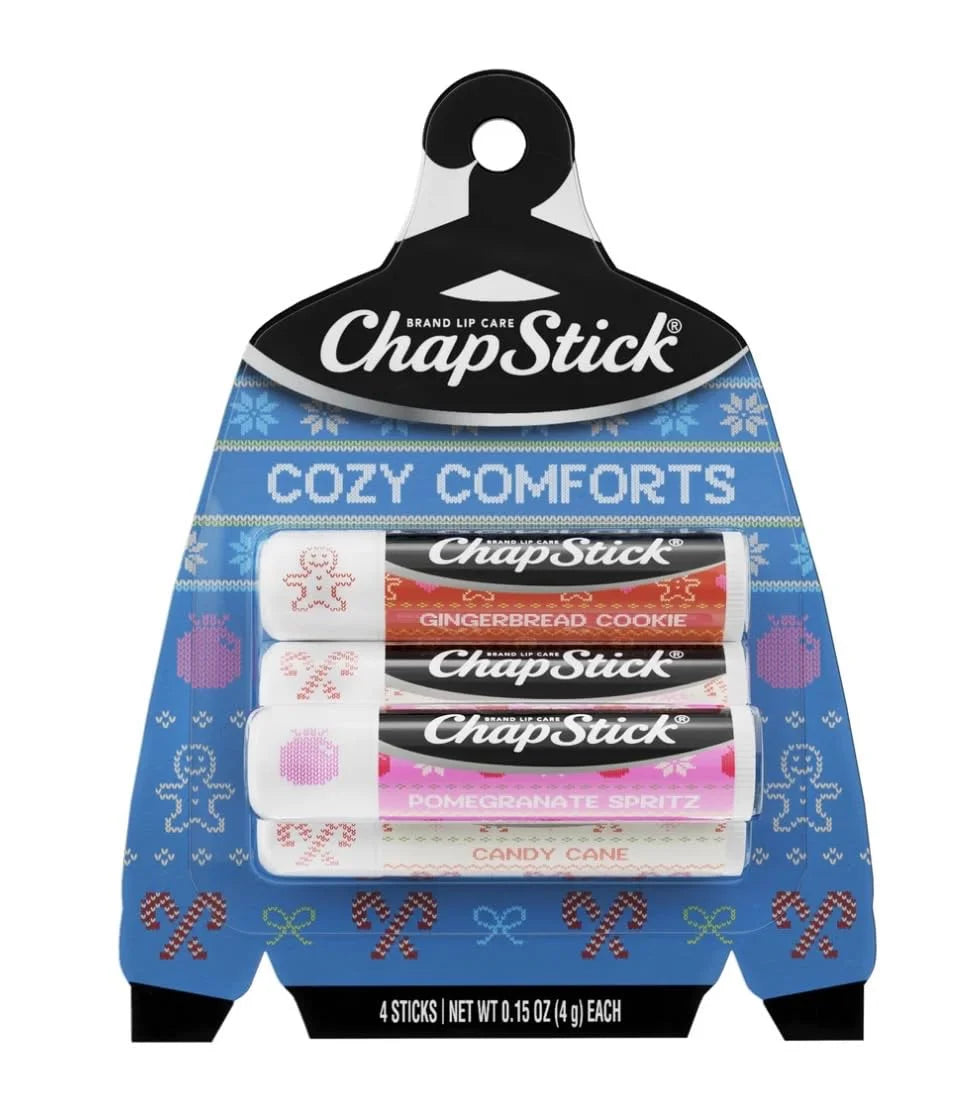 ChapStick Cozy Comforts Lip Balm Holiday Gift Set, 4 Pack Variety