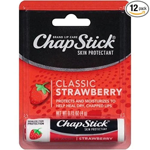 ChapStick Classic Skin Protectant (Strawberry, 0.15 oz. Stick, Pack of 12)