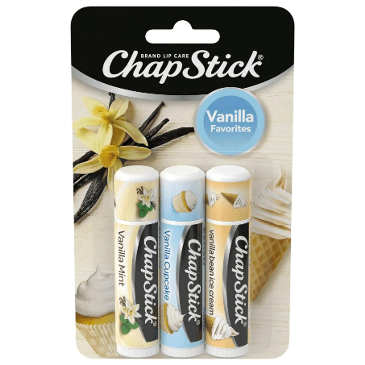 ChapStick Vanilla Favorites Flavored Lip Balm 0.15 Oz 3 Pack, Moisturizing
