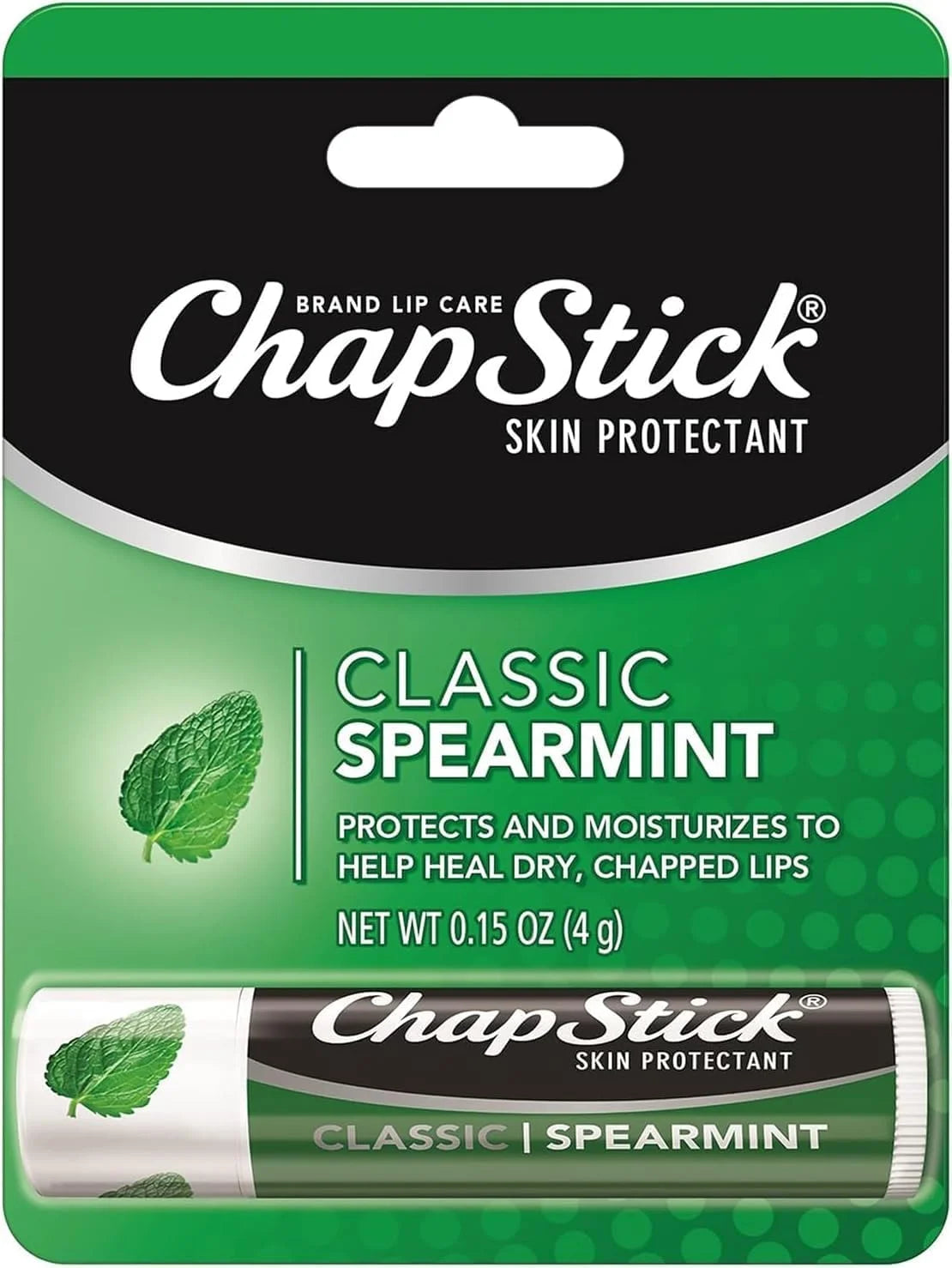 ChapStick Classic Spearmint Lip Balm Tube, Spearmint ChapStick for Lip Care - 0.15 Oz (Pack of 5)