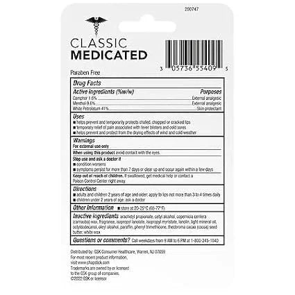 ChapStick Classic Medicated Lip Balm & Skin Protectant (3 Pack)
